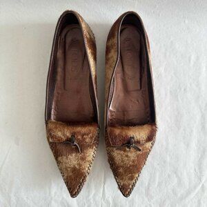 Tod's brown calf hair moccasin flats Sz 7.5